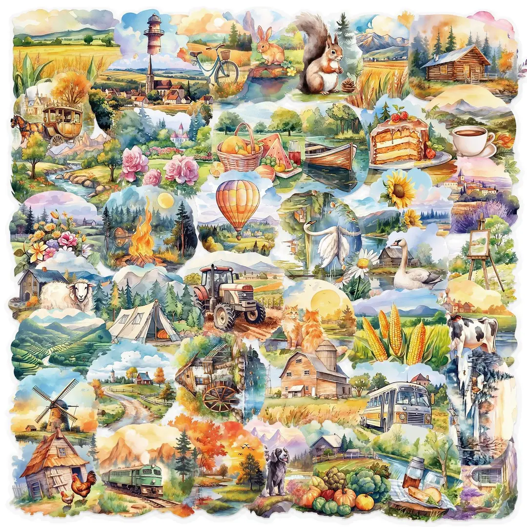 A variety of 50 double transparent stickers transparent waterproof DIY hand account material mobile phone notebook personality ins decorative stickers