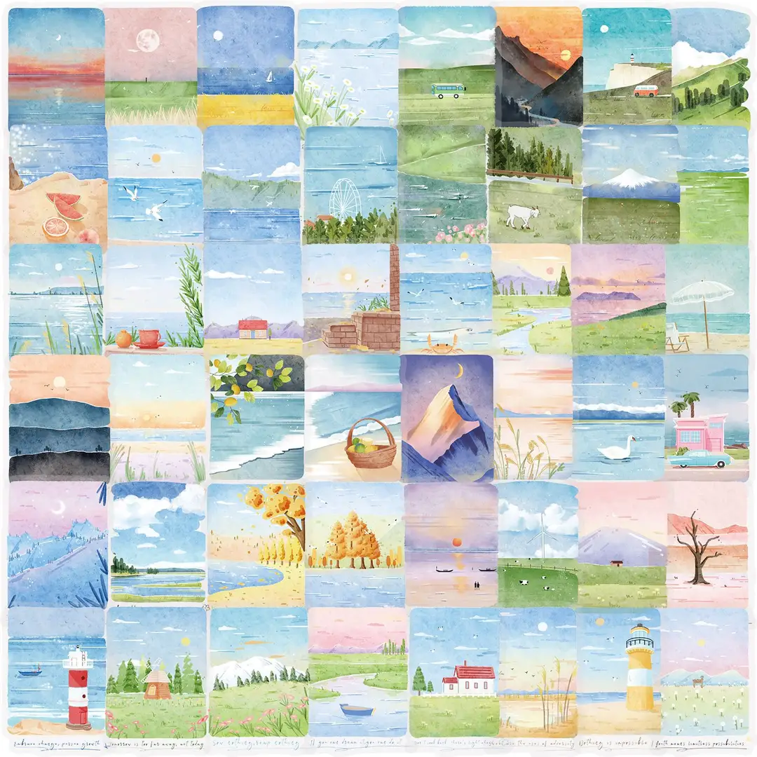 A variety of 50 double transparent stickers transparent waterproof DIY hand account material mobile phone notebook personality ins decorative stickers