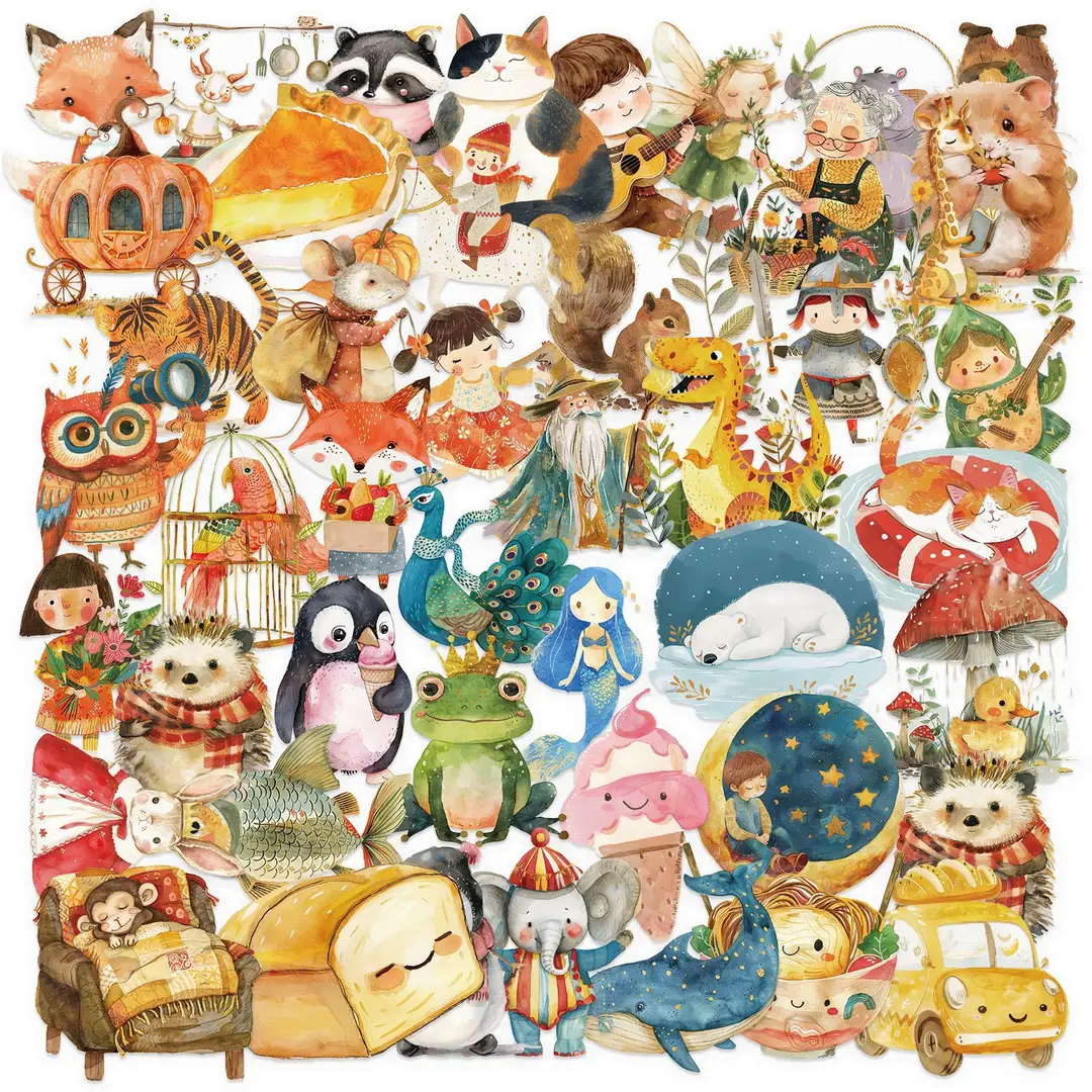 A variety of 50 double transparent stickers transparent waterproof DIY hand account material mobile phone notebook personality ins decorative stickers