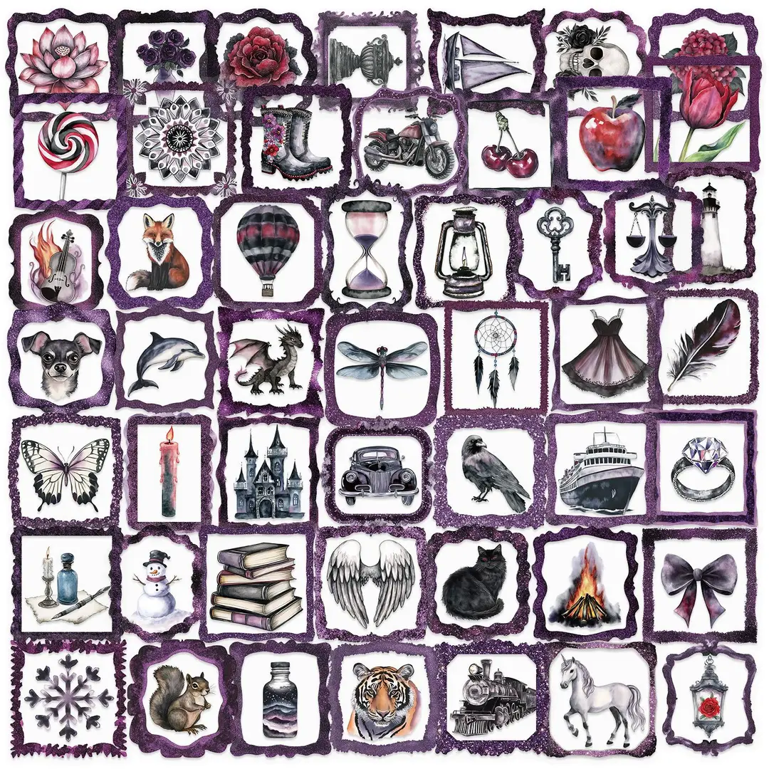 A variety of 50 double transparent stickers transparent waterproof DIY hand account material mobile phone notebook personality ins decorative stickers