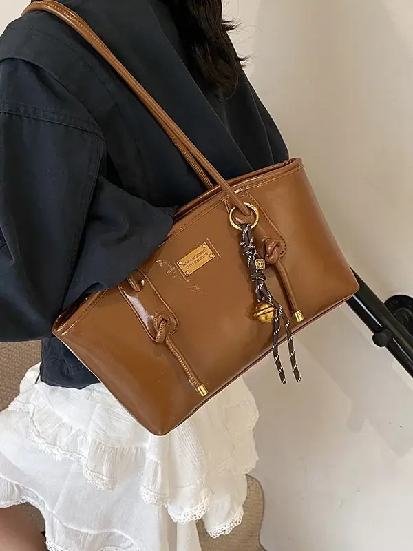 Black Leather Shoulder Tote Bag for Women 2025 - Image 13