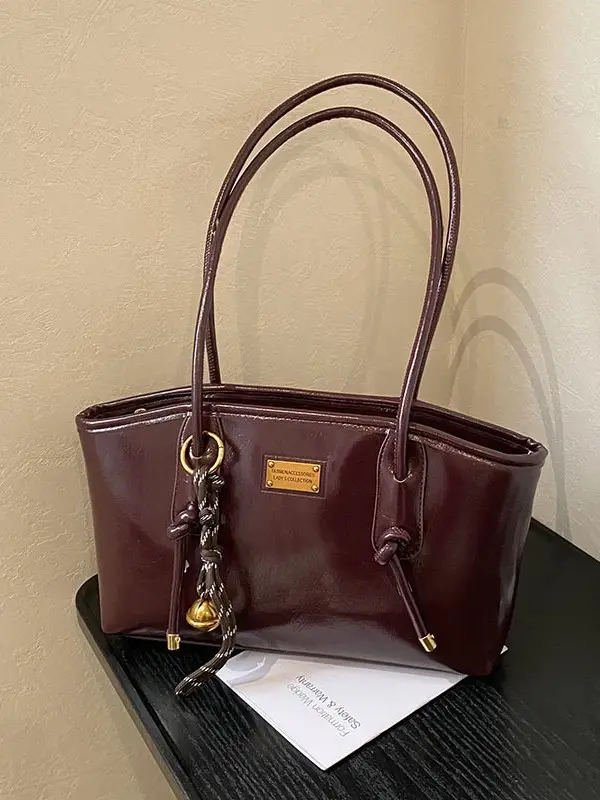 Black Leather Shoulder Tote Bag for Women 2025 - Image 14