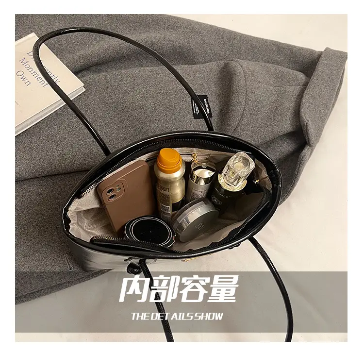 Black Leather Shoulder Tote Bag for Women 2025 — feature 5