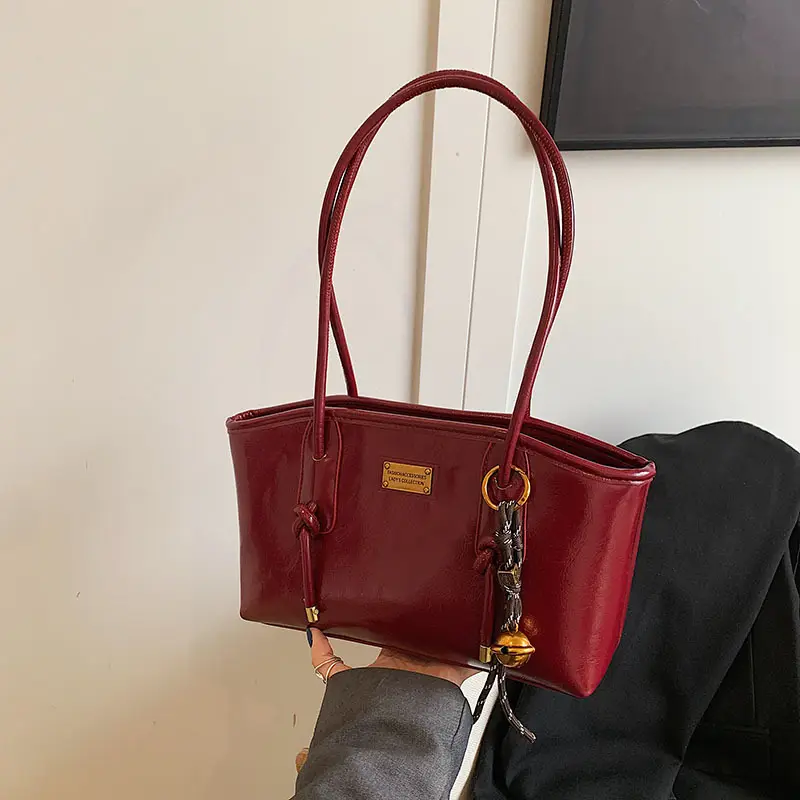 Black Leather Shoulder Tote Bag for Women 2025 - Image 4
