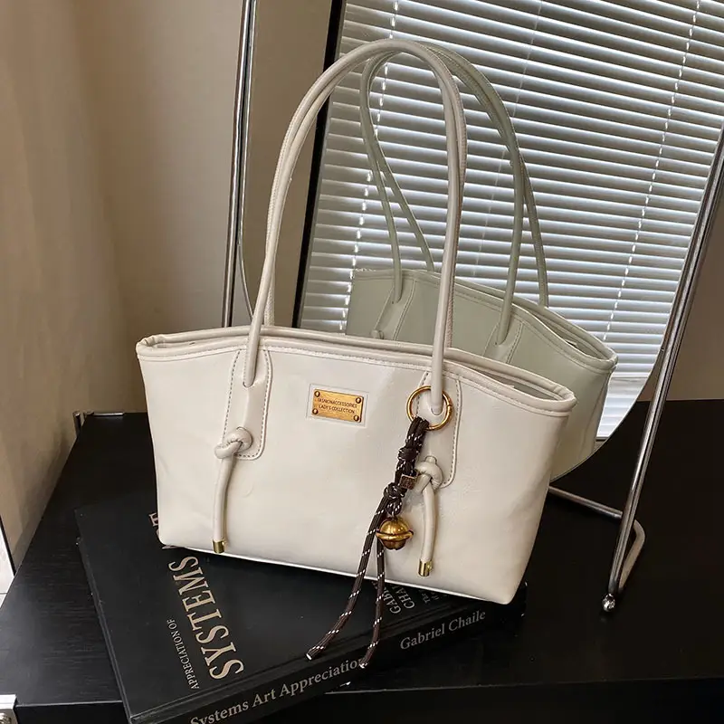 Black Leather Shoulder Tote Bag for Women 2025 - Image 5