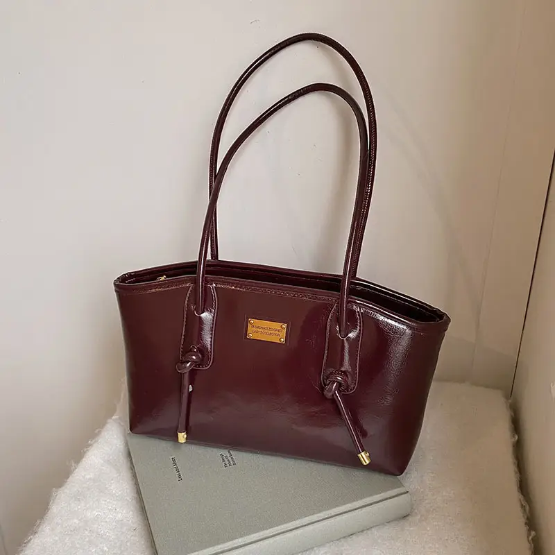 Black Leather Shoulder Tote Bag for Women 2025 - Image 7