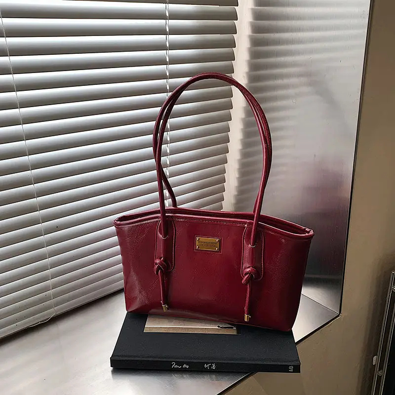 Black Leather Shoulder Tote Bag for Women 2025 - Image 9