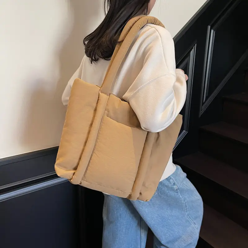 Women's Cotton Padded Shoulder Bag Large Capacity - Image 8
