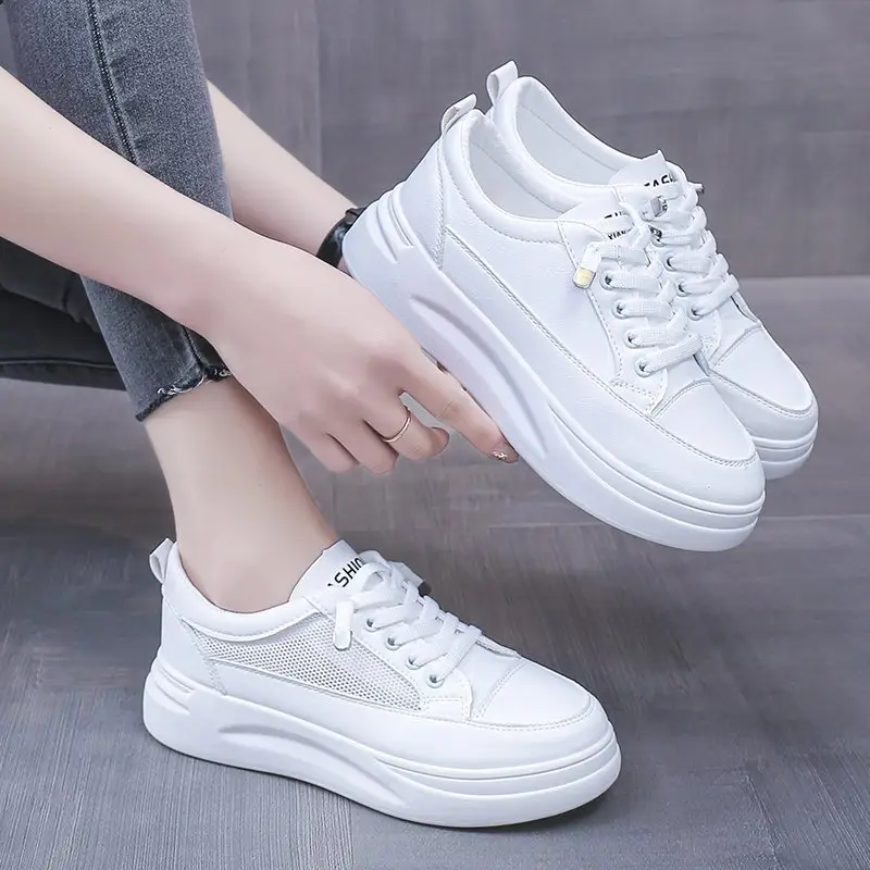 White shoes women's 2025 new spring all-match board shoes thick bottom dad shoes explosions sports casual shoes wholesale agent - Image 3