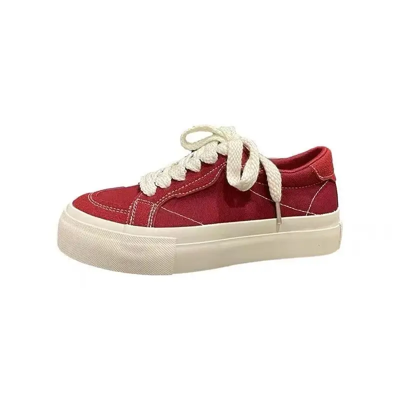 Light Hong Kong Style Red Breathable Canvas Shoes Women's 2025 Spring New Explosions Low-top Casual Board Shoes Hong Kong Flavor Ins - Image 7
