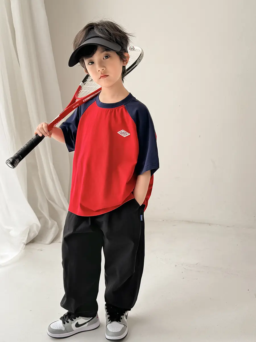 Boys Red Blue Raglan Sleeve T-Shirt 2026 - Image 6