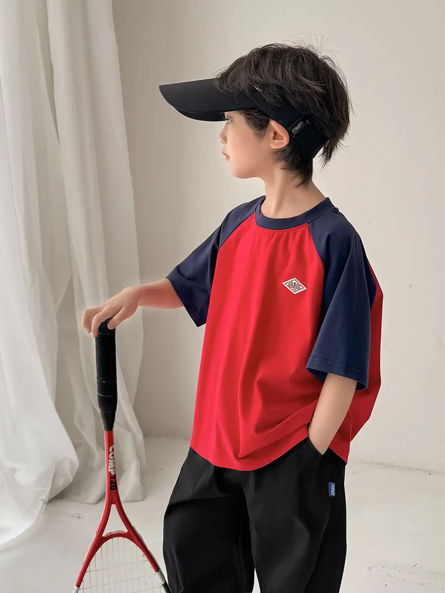 Boys Red Blue Raglan Sleeve T-Shirt 2026 - Image 7