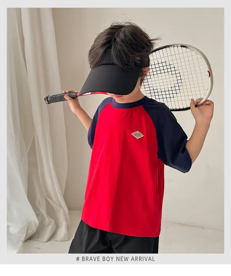 Boys Red Blue Raglan Sleeve T-Shirt 2026 — feature 2