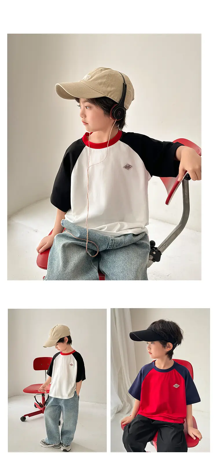 Boys Red Blue Raglan Sleeve T-Shirt 2026 — feature 8