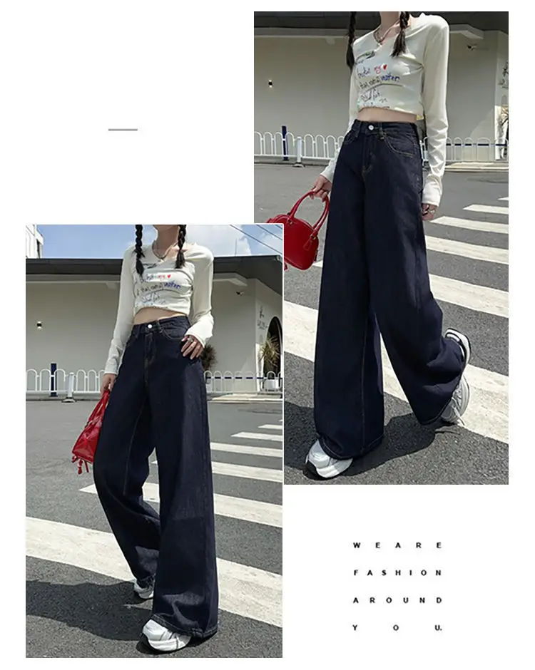 Dark Blue Wide Leg Jeans for Women 2025 Korean Style — feature 12