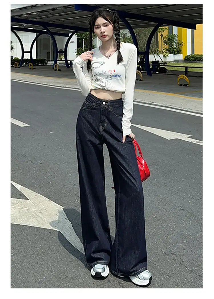 Dark Blue Wide Leg Jeans for Women 2025 Korean Style — feature 13