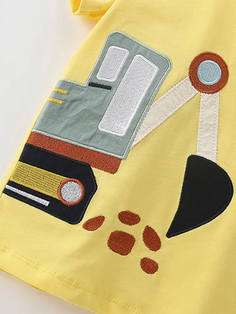 Cross-border boys summer T-shirt shorts set yellow blue