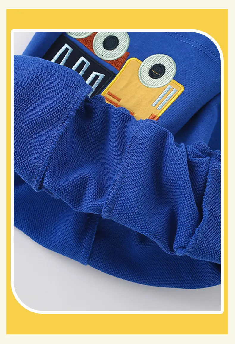 Cross-border boys summer T-shirt shorts set yellow blue — feature 4