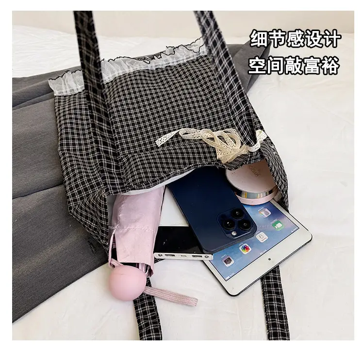 Canvas Plaid Women's Large Shoulder Bag 2024 — feature 10
