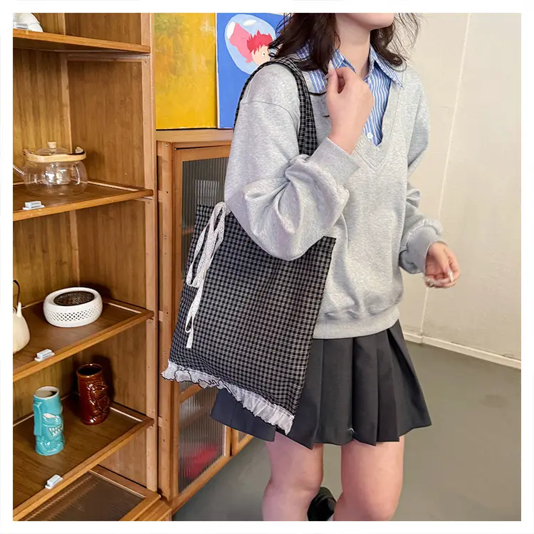 Canvas Plaid Women's Large Shoulder Bag 2024 — feature 12