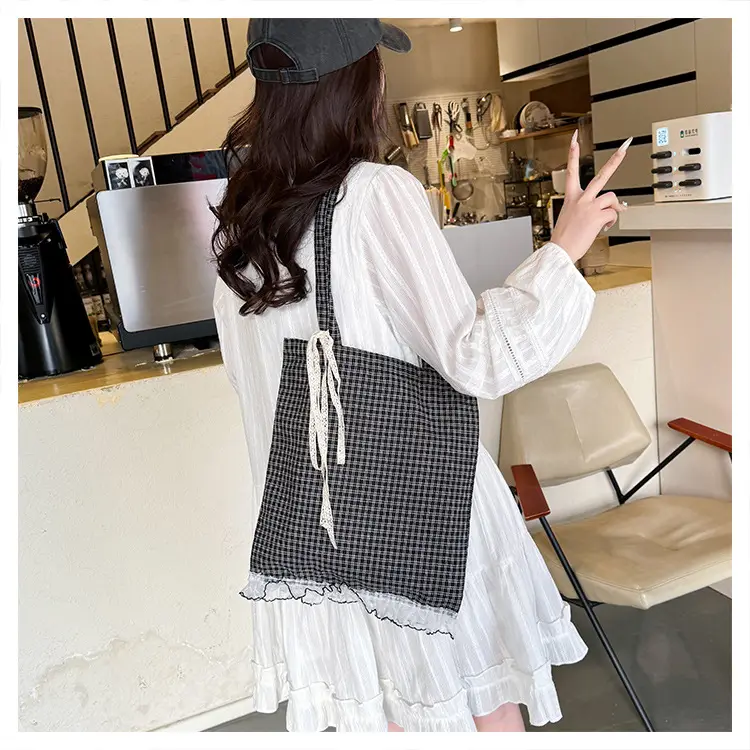 Canvas Plaid Women's Large Shoulder Bag 2024 — feature 16