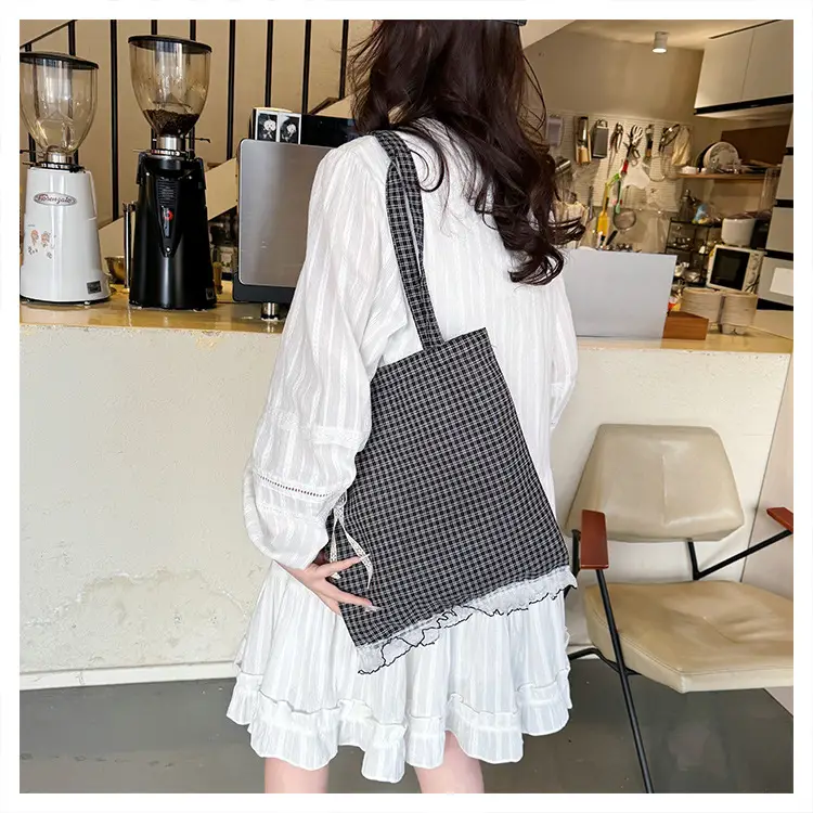 Canvas Plaid Women's Large Shoulder Bag 2024 — feature 17