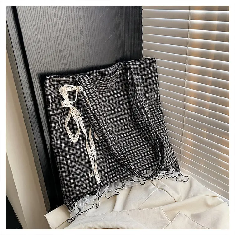 Canvas Plaid Women's Large Shoulder Bag 2024 — feature 18