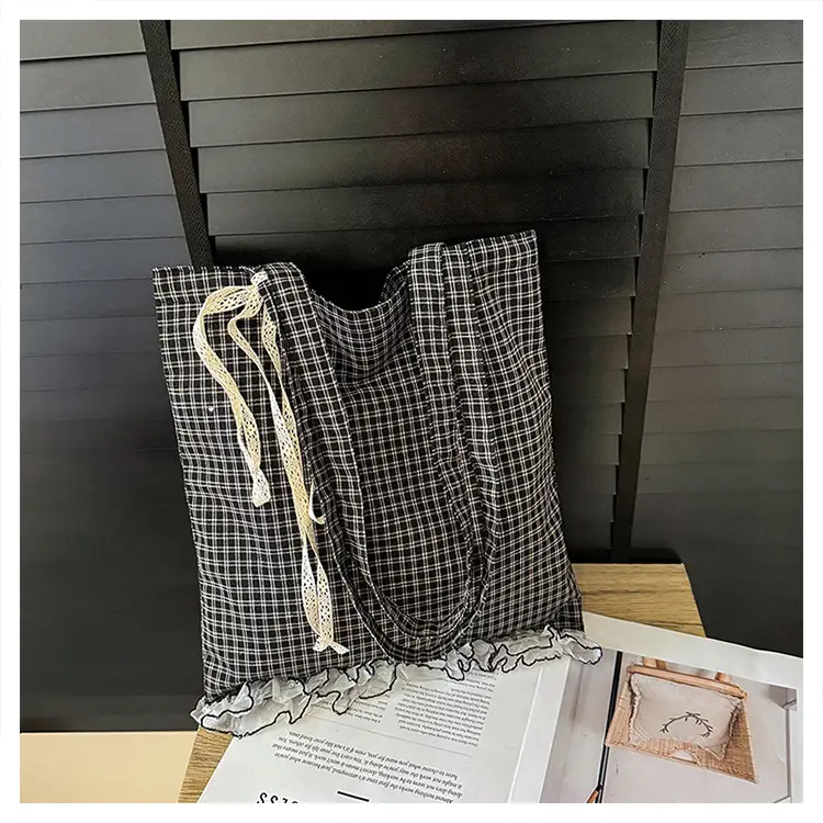 Canvas Plaid Women's Large Shoulder Bag 2024 — feature 19