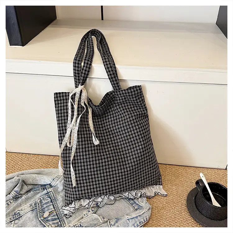 Canvas Plaid Women's Large Shoulder Bag 2024 — feature 22