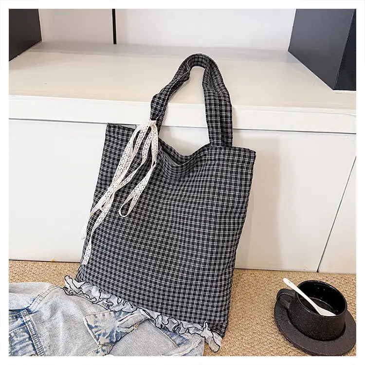 Canvas Plaid Women's Large Shoulder Bag 2024 — feature 23