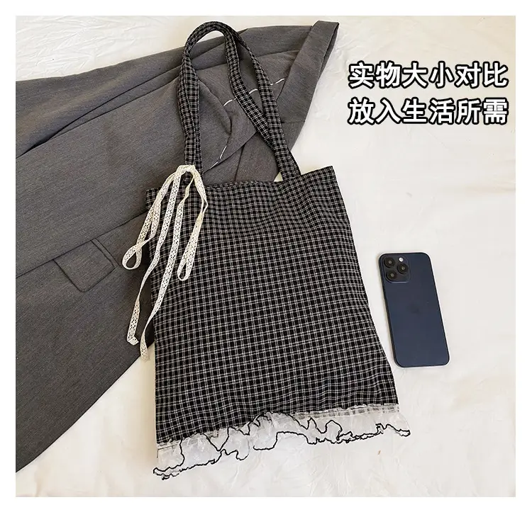 Canvas Plaid Women's Large Shoulder Bag 2024 — feature 6