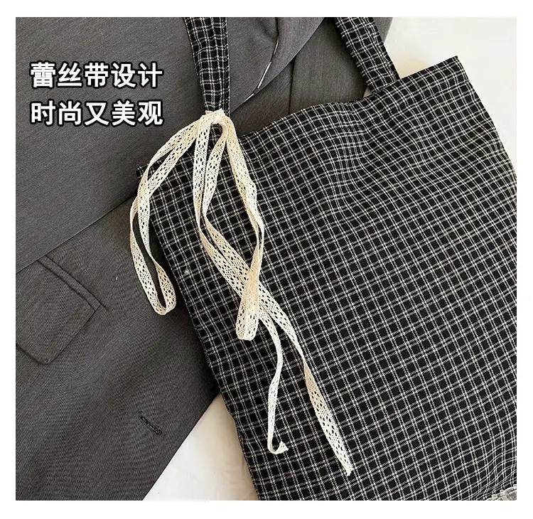 Canvas Plaid Women's Large Shoulder Bag 2024 — feature 8