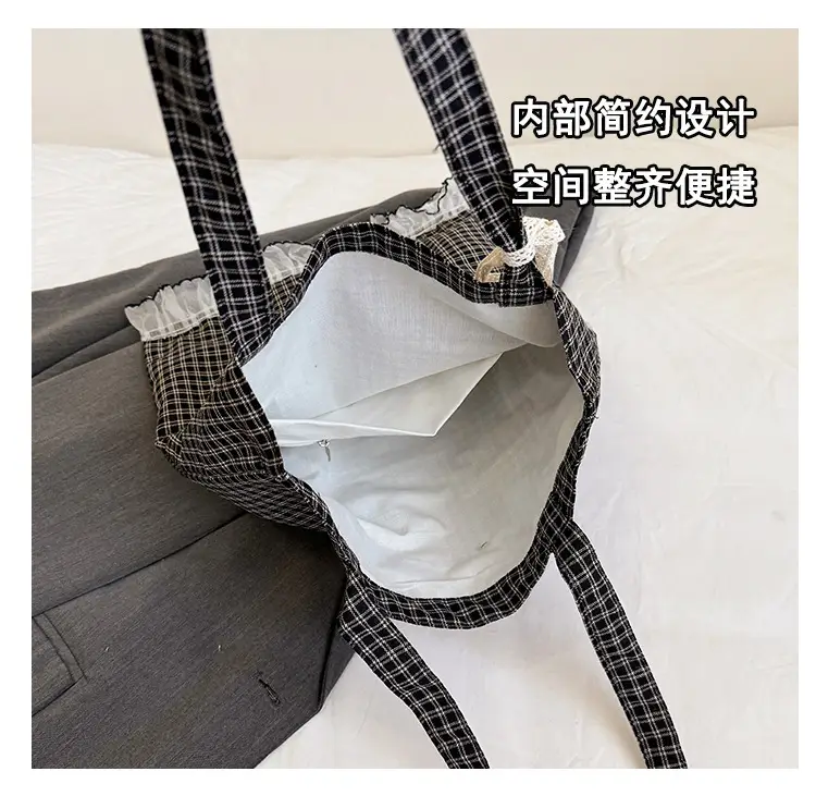 Canvas Plaid Women's Large Shoulder Bag 2024 — feature 9