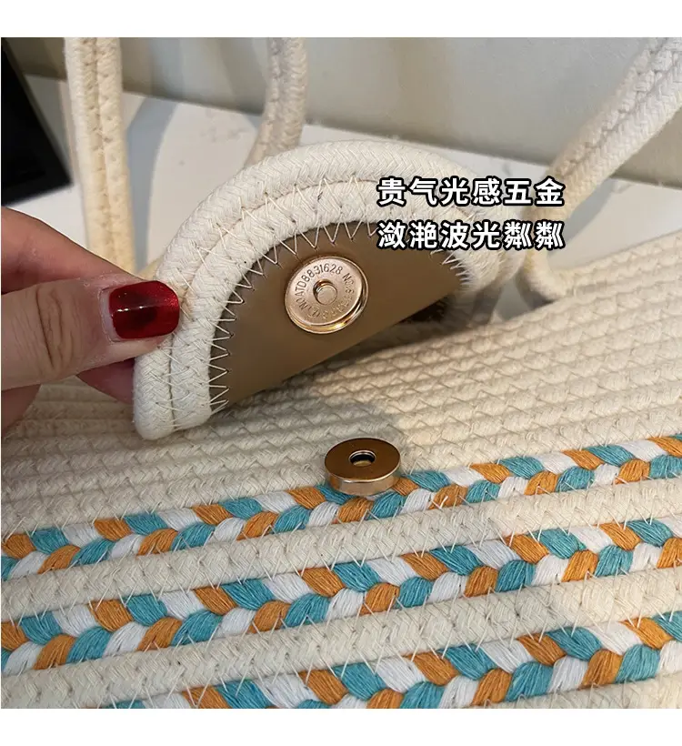 Woven Straw Bag with Pearl Handle for Women — feature 2