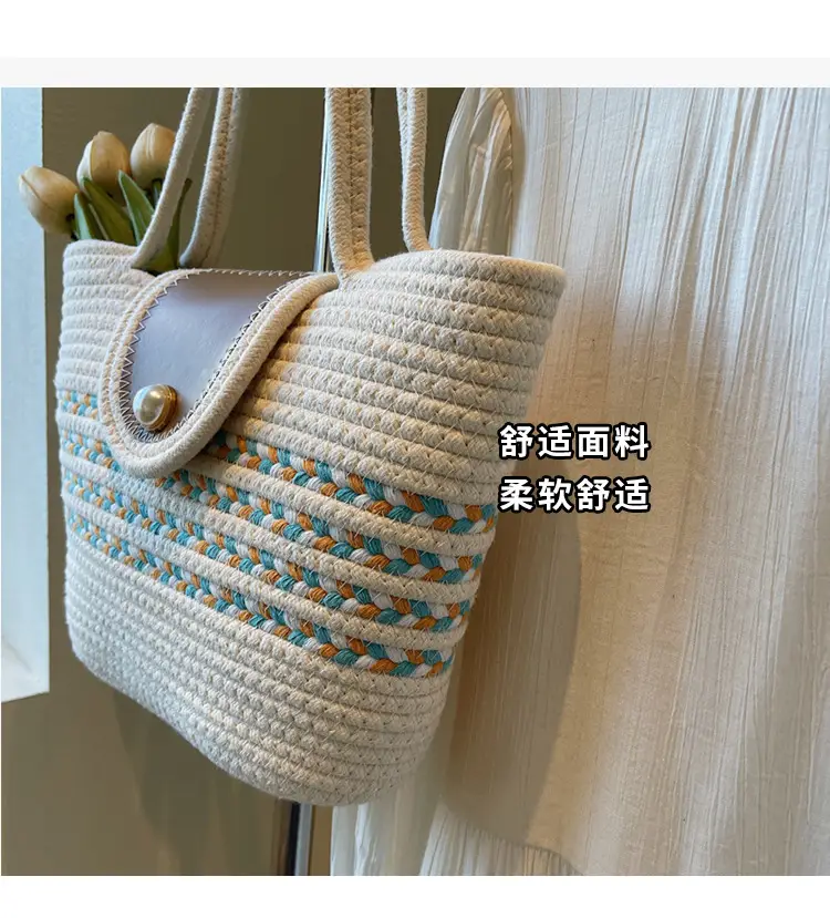 Woven Straw Bag with Pearl Handle for Women — feature 4