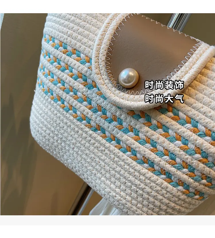 Woven Straw Bag with Pearl Handle for Women — feature 5