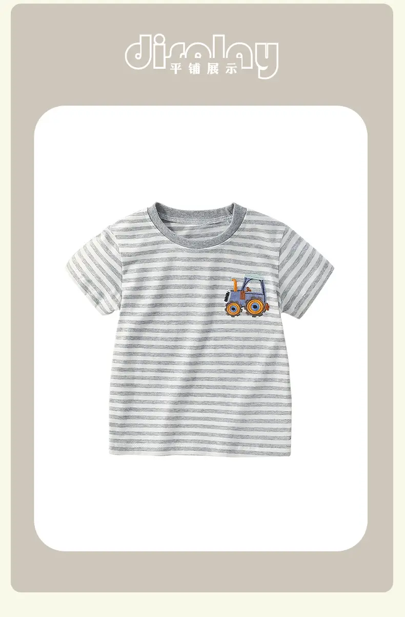 Cross-border malwee boys striped T-shirt summer new European and American children's round neck short sleeve children's top — feature 11