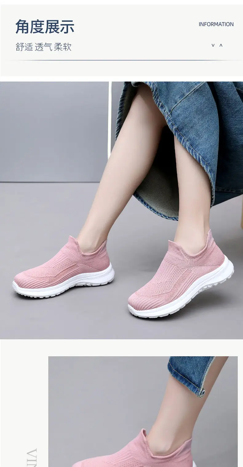 Shoes Women's Spring and Autumn New Flying Mesh Surface Popcorn Casual Shoes for Men and Women Slip-on Soft Sole Lightweight Lazy Shoes — feature 16