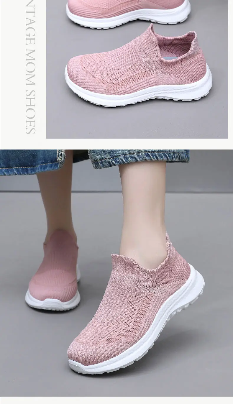 Shoes Women's Spring and Autumn New Flying Mesh Surface Popcorn Casual Shoes for Men and Women Slip-on Soft Sole Lightweight Lazy Shoes — feature 17