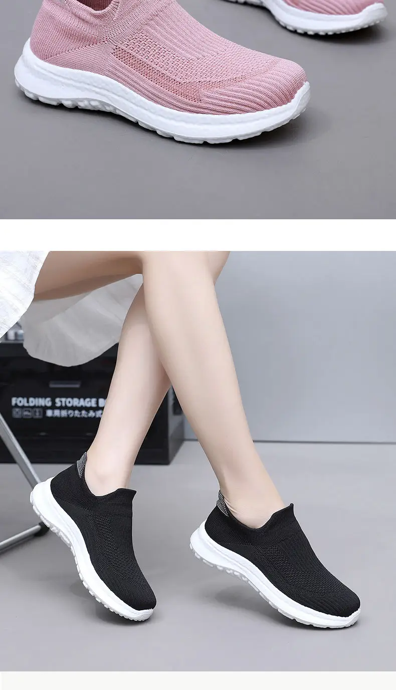 Shoes Women's Spring and Autumn New Flying Mesh Surface Popcorn Casual Shoes for Men and Women Slip-on Soft Sole Lightweight Lazy Shoes — feature 19