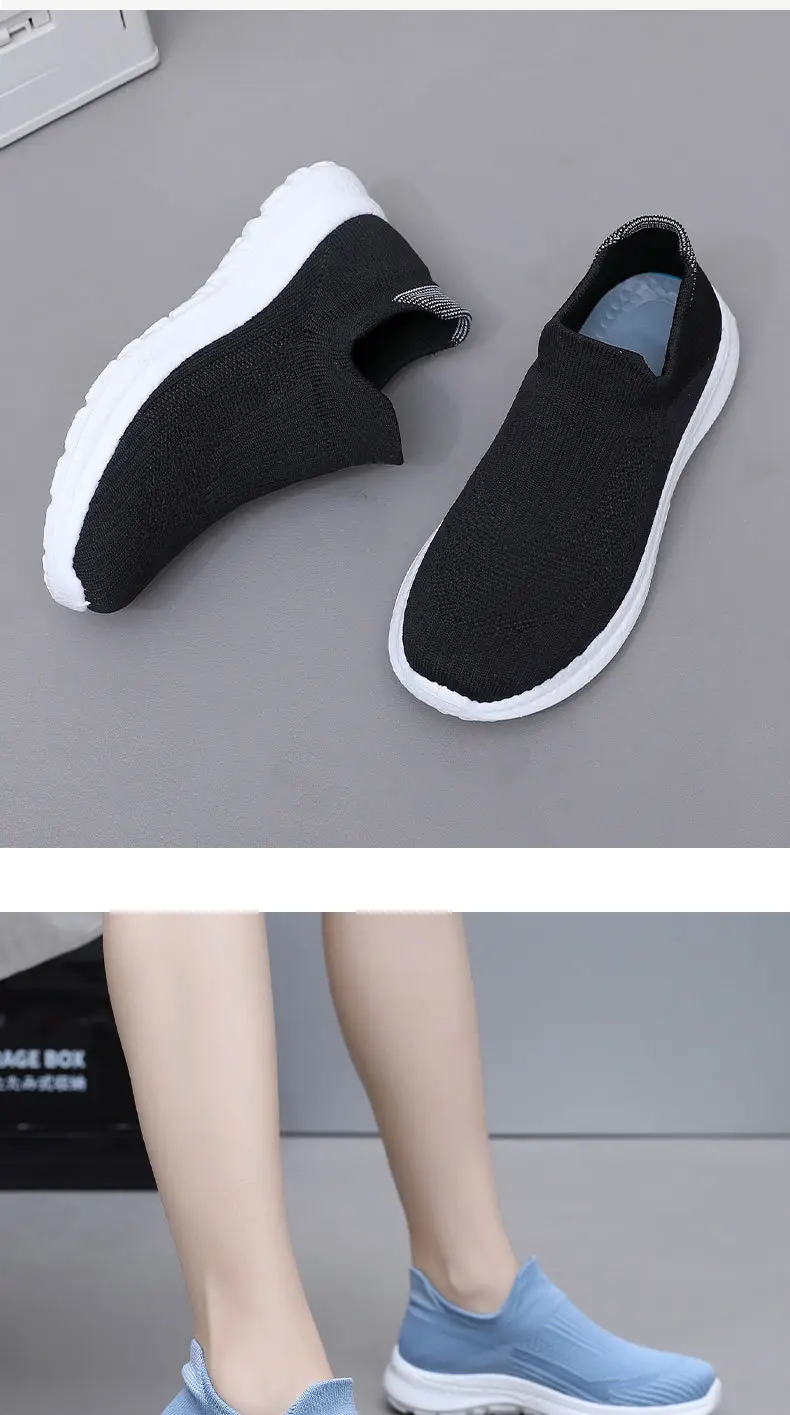 Shoes Women's Spring and Autumn New Flying Mesh Surface Popcorn Casual Shoes for Men and Women Slip-on Soft Sole Lightweight Lazy Shoes — feature 22