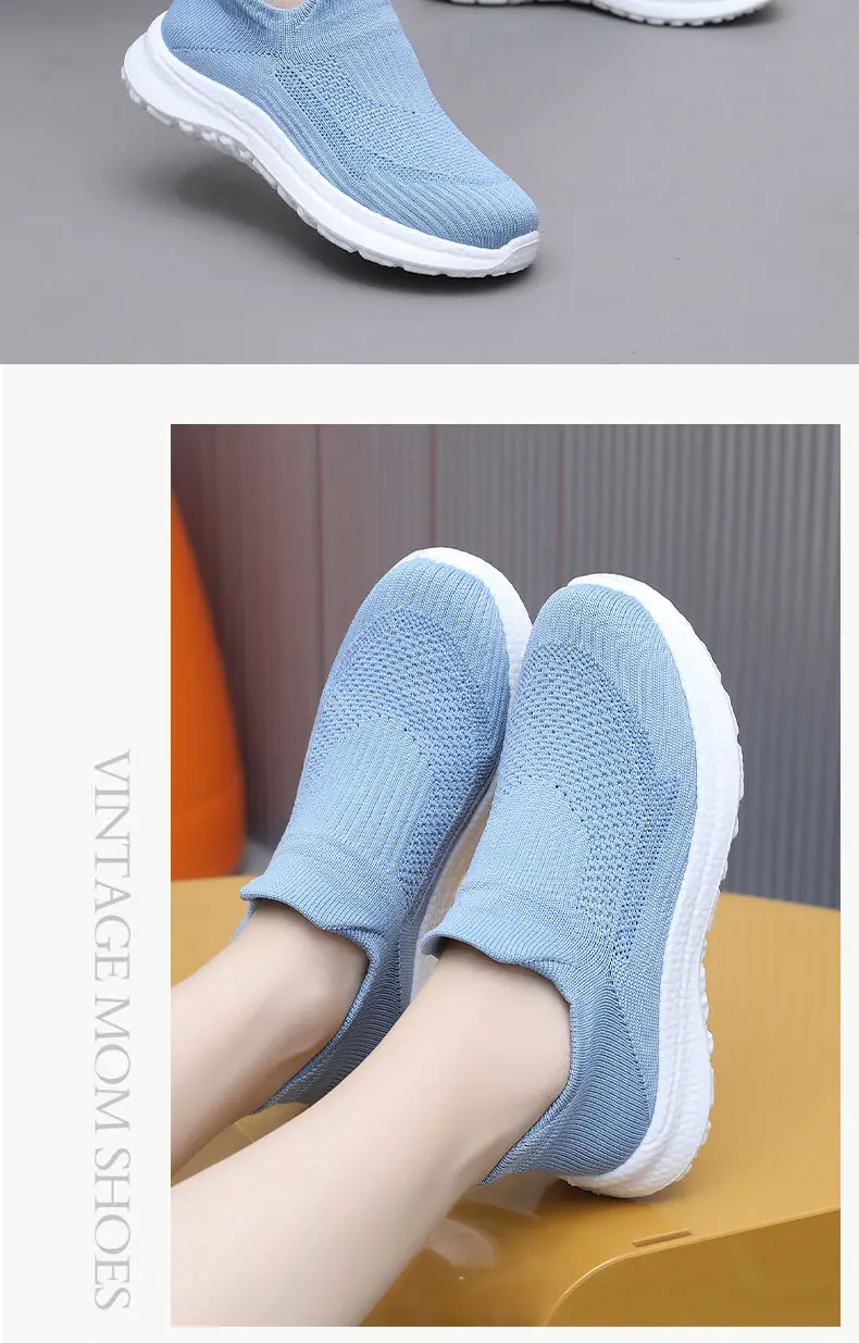Shoes Women's Spring and Autumn New Flying Mesh Surface Popcorn Casual Shoes for Men and Women Slip-on Soft Sole Lightweight Lazy Shoes — feature 23
