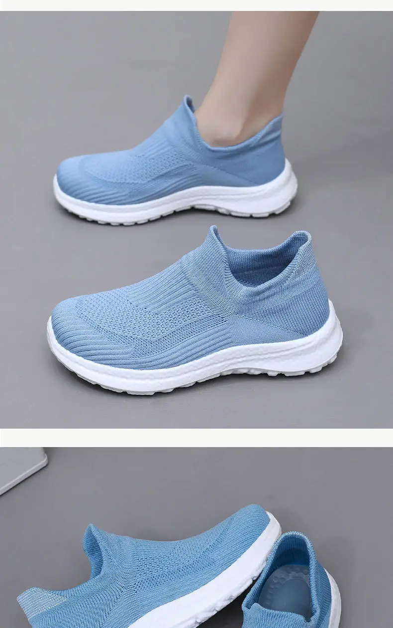Shoes Women's Spring and Autumn New Flying Mesh Surface Popcorn Casual Shoes for Men and Women Slip-on Soft Sole Lightweight Lazy Shoes — feature 24