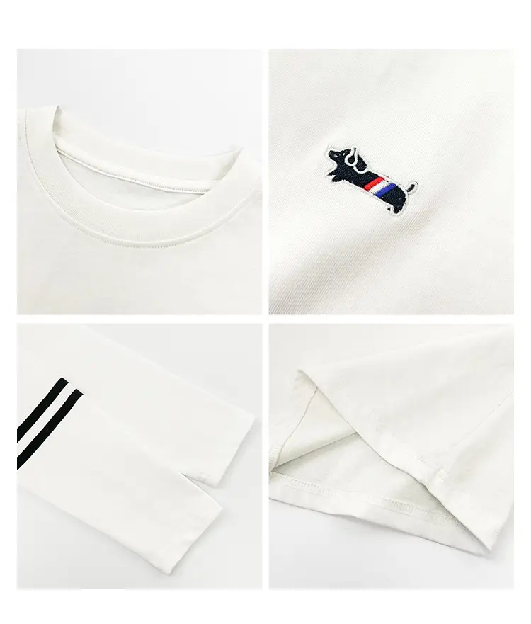 Kids Pure Cotton Long Sleeve T-Shirt Black White Stripes — feature 4