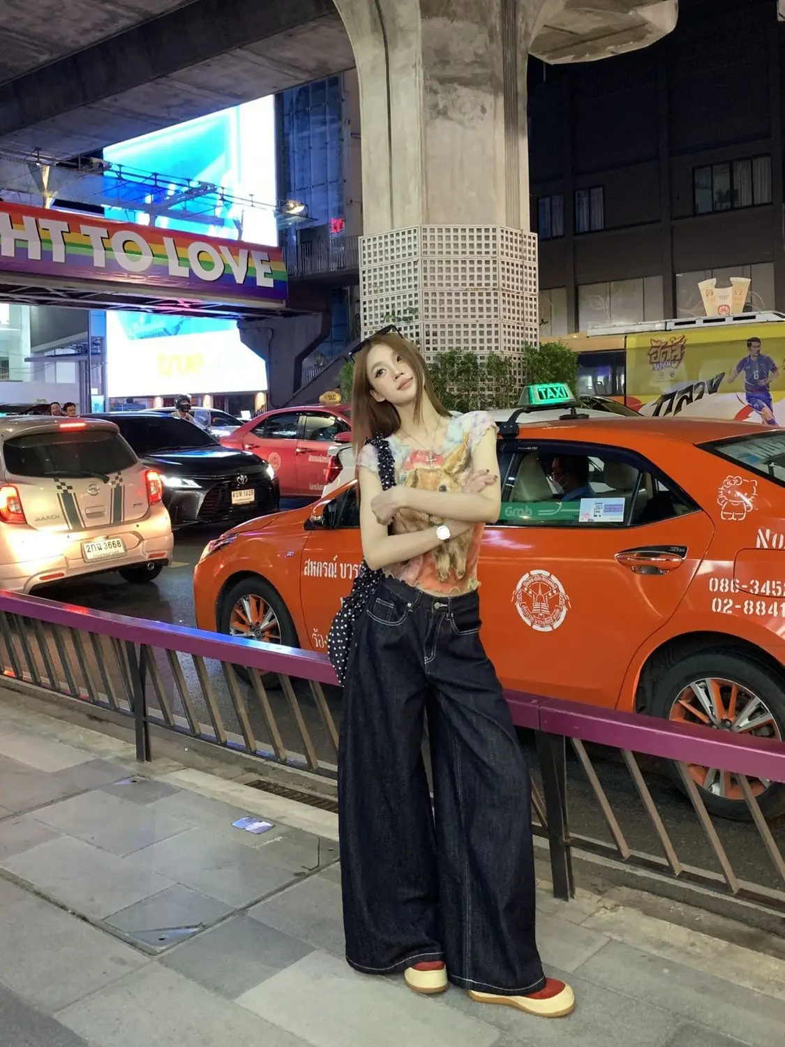 Women Dark Blue Wide Leg Denim Pants Korean Style — feature 13