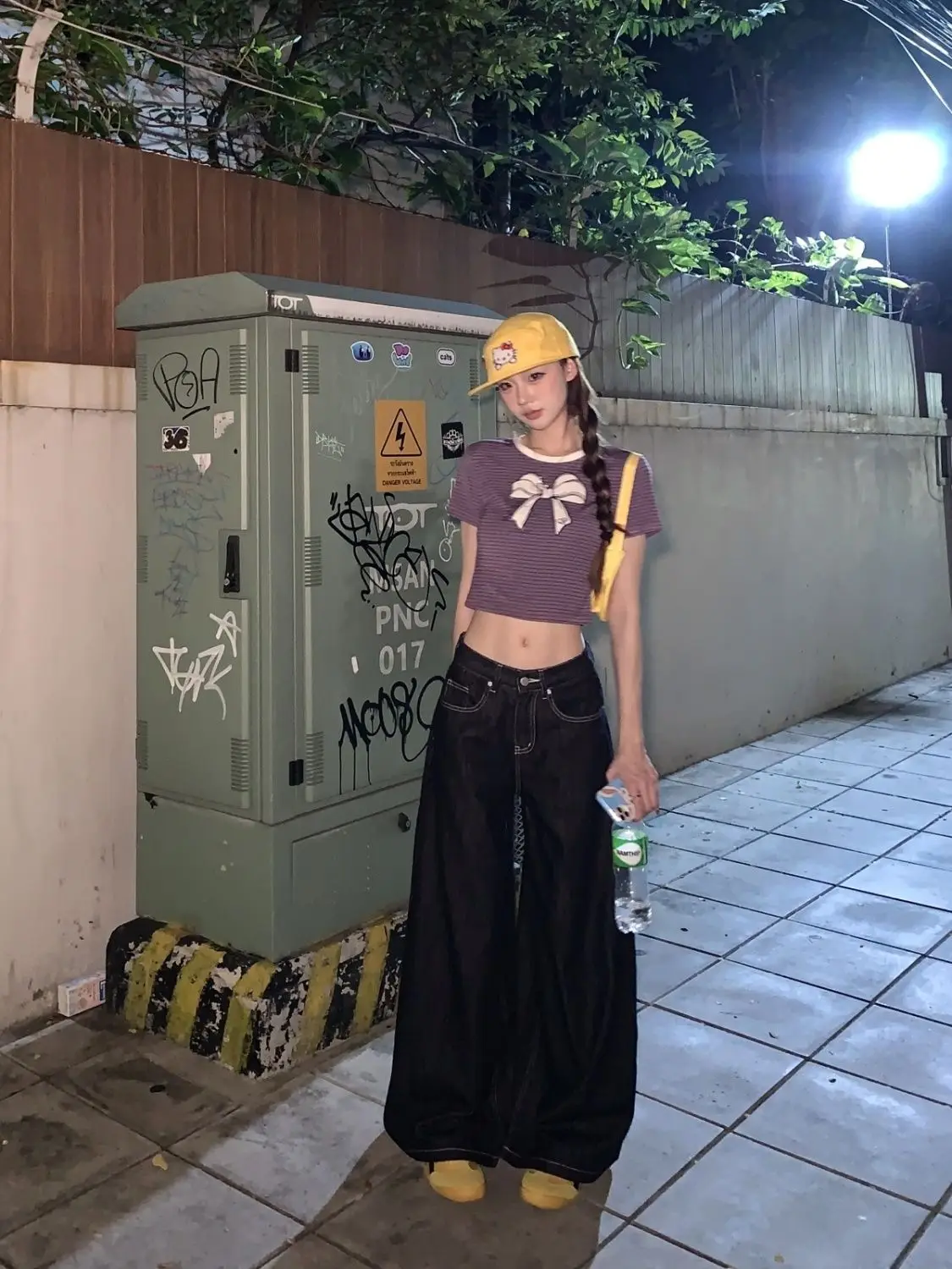 Women Dark Blue Wide Leg Denim Pants Korean Style — feature 16