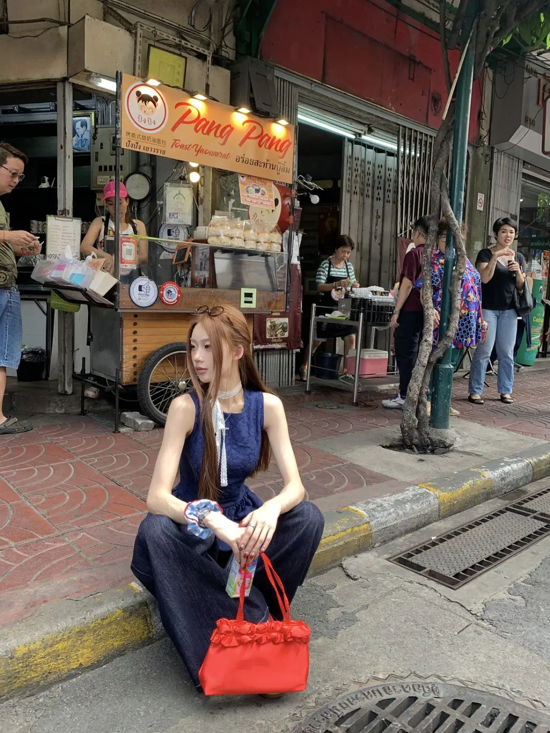 Women Dark Blue Wide Leg Denim Pants Korean Style — feature 21