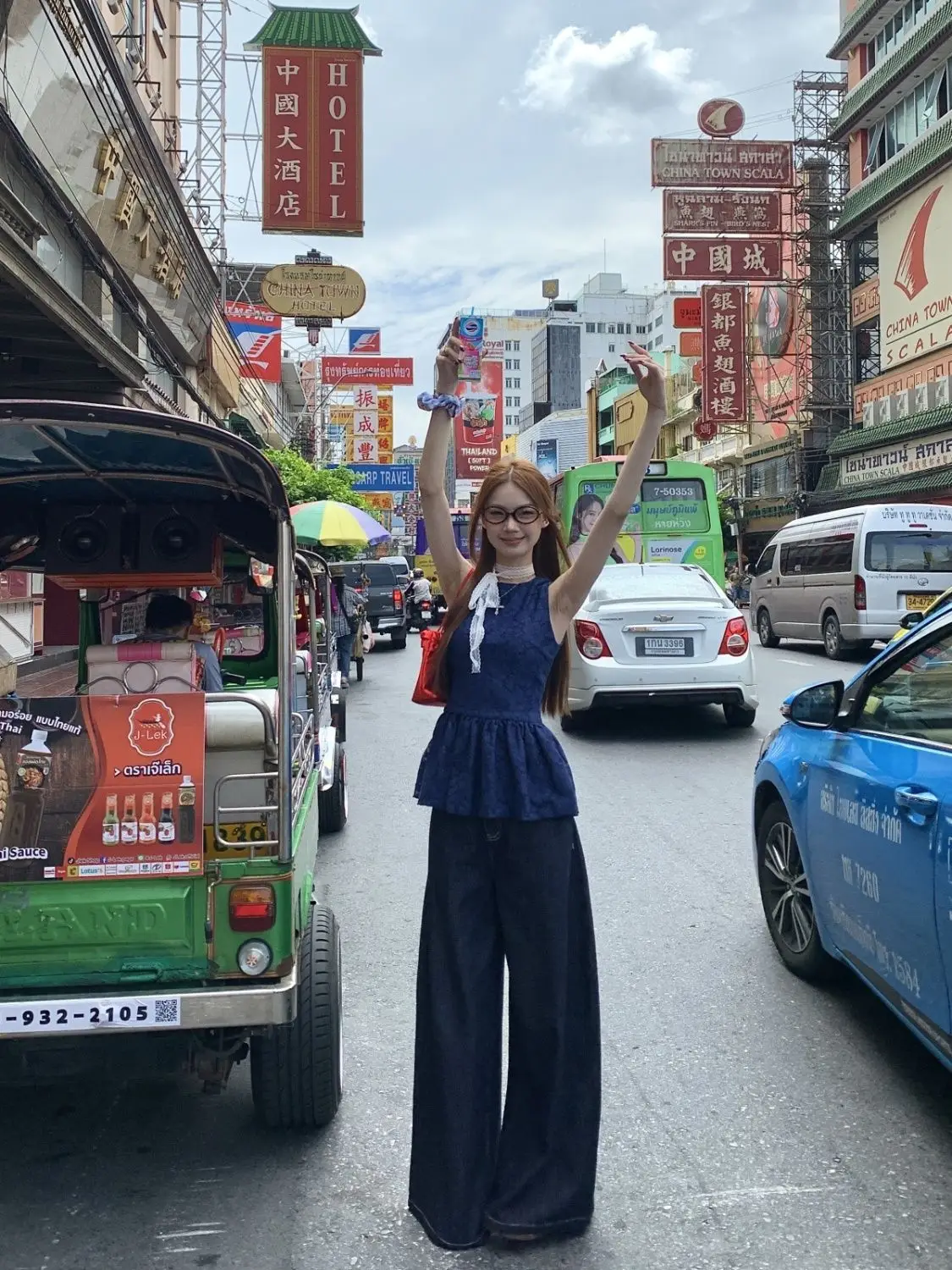 Women Dark Blue Wide Leg Denim Pants Korean Style — feature 24