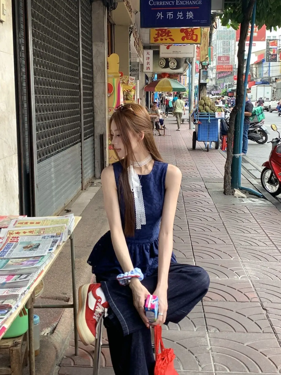 Women Dark Blue Wide Leg Denim Pants Korean Style — feature 27
