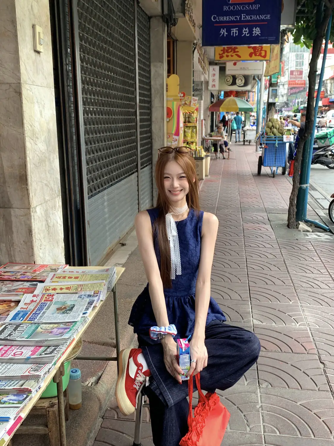 Women Dark Blue Wide Leg Denim Pants Korean Style — feature 29